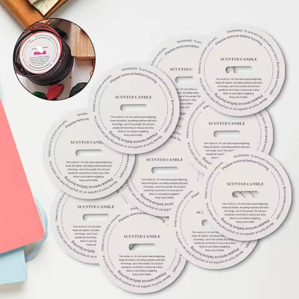 Candle Warning Label - 10/50 Pcs Label Lilin Bulat DIY