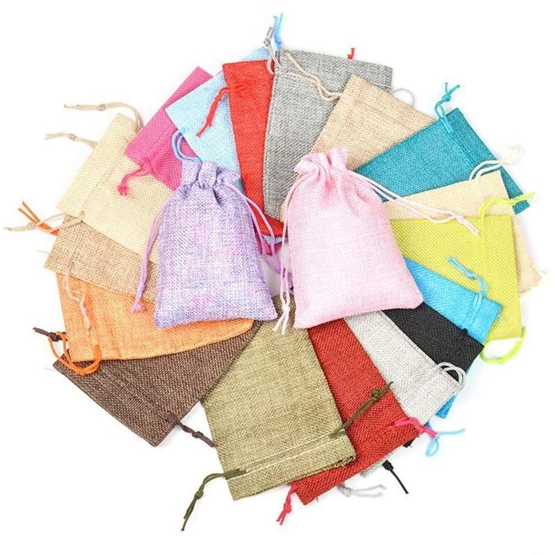 Jute Bag Packaging - 50 Buah/Lot 7X9 9X12 10X14 13X18