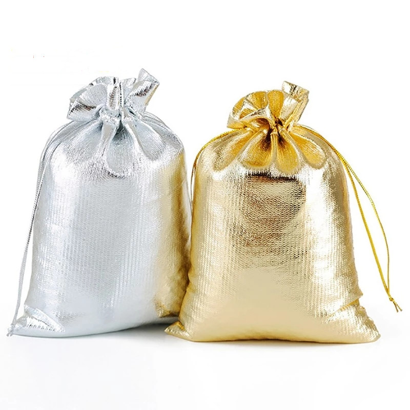 Jute Bag Packaging - 50 buah/Lot 7x9cm 9x12cm warna emas