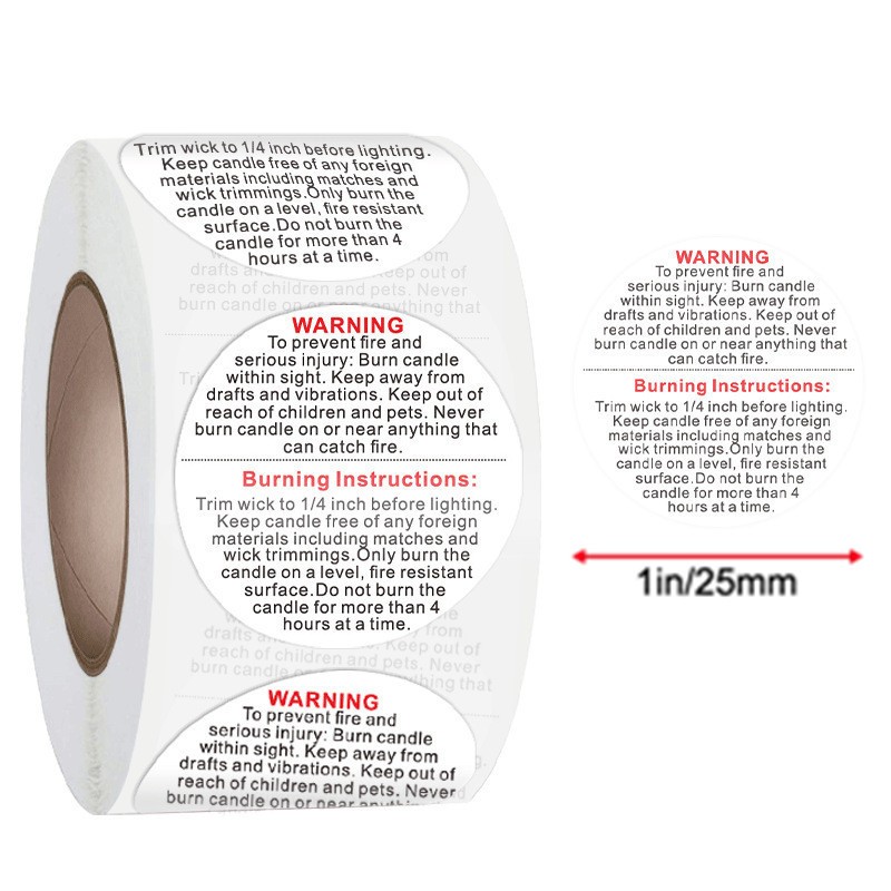 Candle Warning Label - 500 Buah Label Peringatan Lilin Putih,