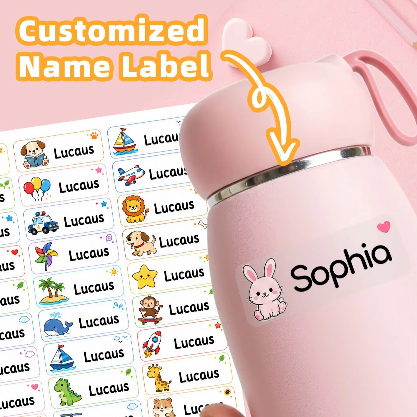 Candle Warning Label - 1-500PCS Stiker Nama Kartun Kustom, Label