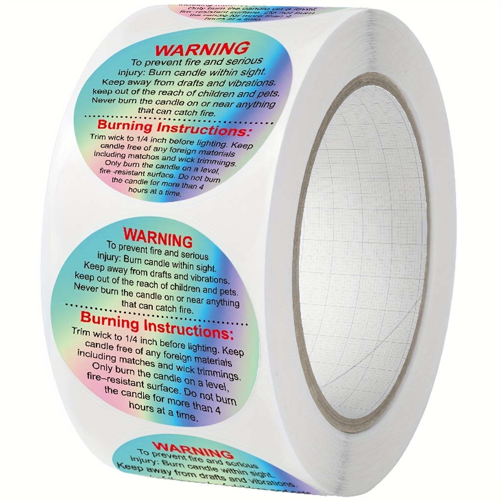Candle Warning Label - 500 buah label peringatan peleleh lilin,