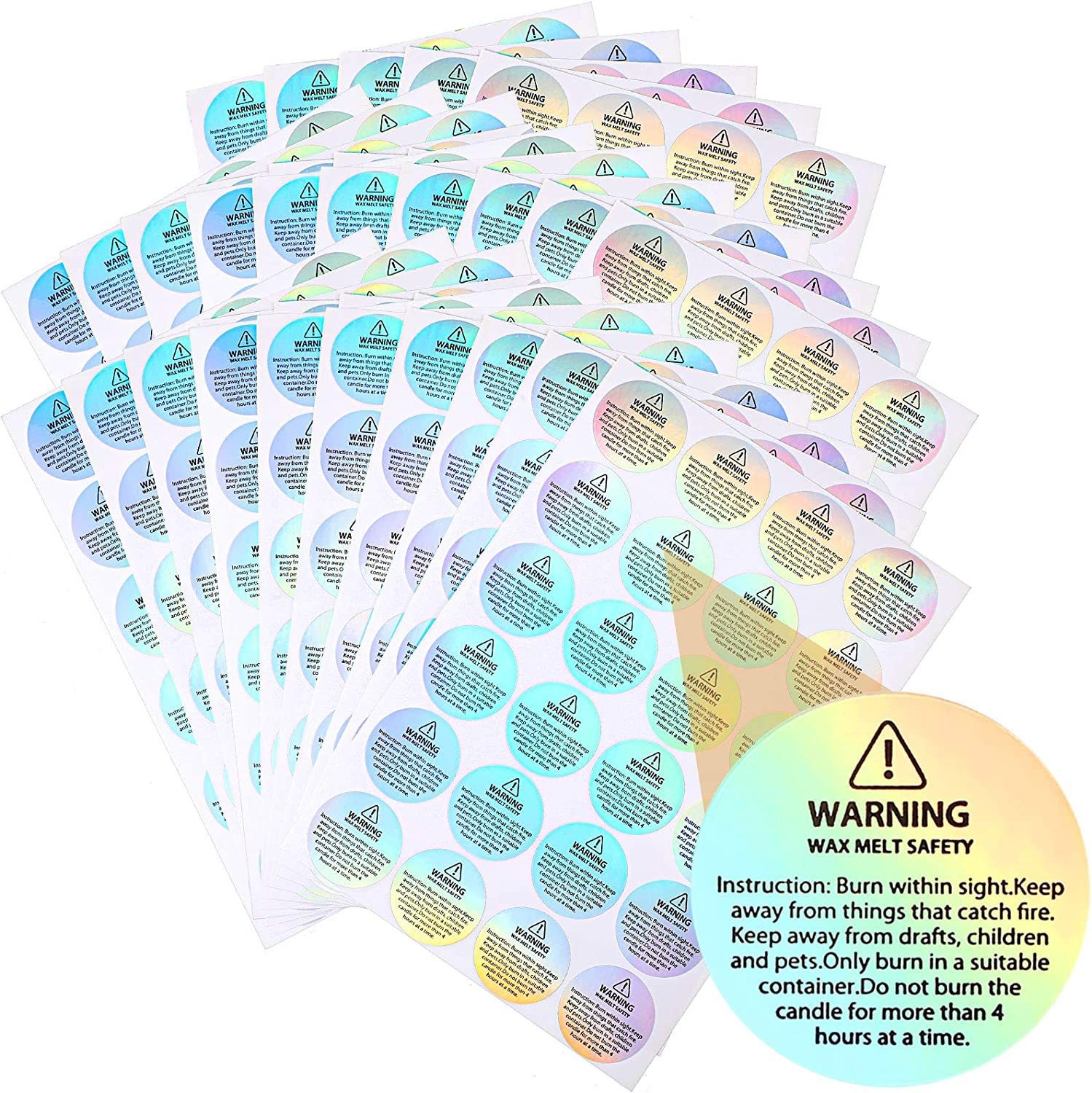 Candle Warning Label - Label Peringatan Lilin Holografik 96 Pcs,