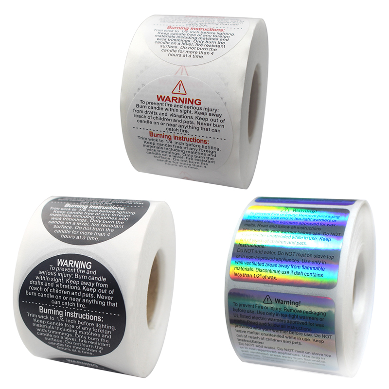 Candle Warning Label - 500 Buah Stiker Peringatan Lilin Tahan