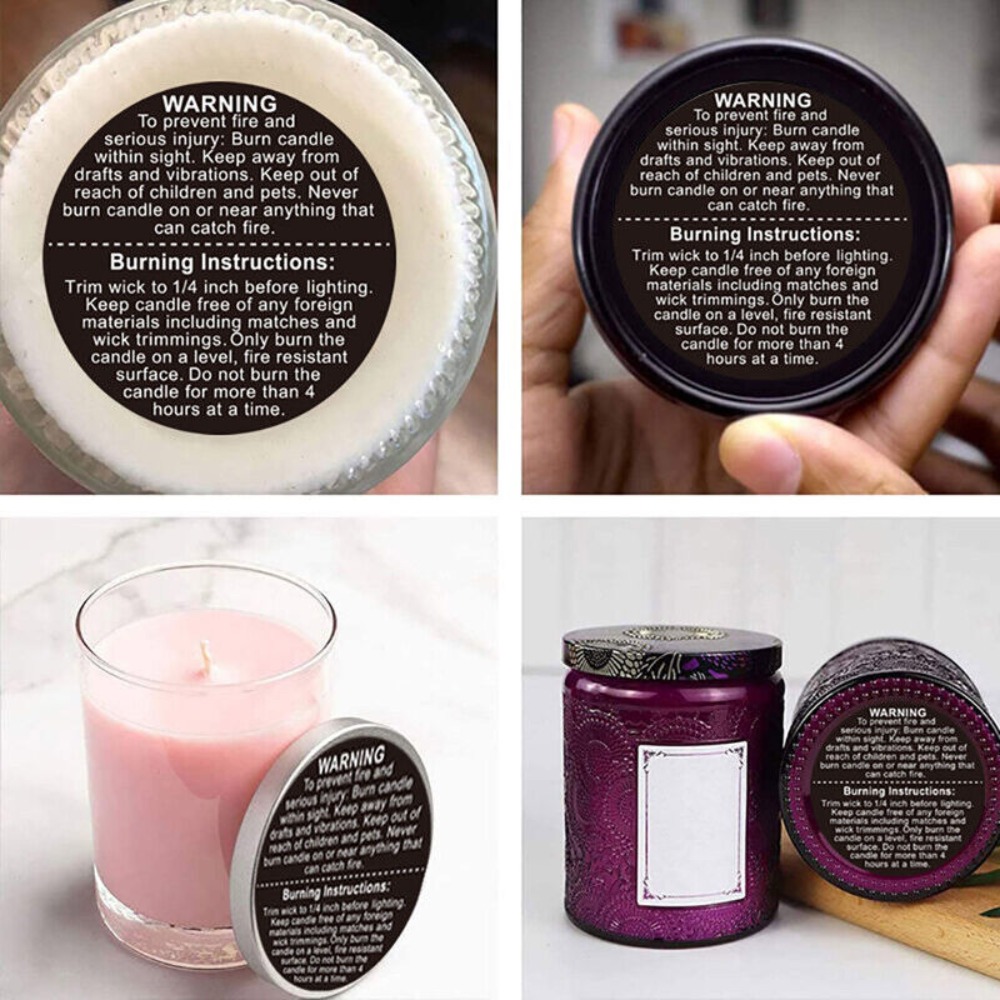 Candle Warning Label - Label Perekat Diri Stiker Peringatan Melingkar