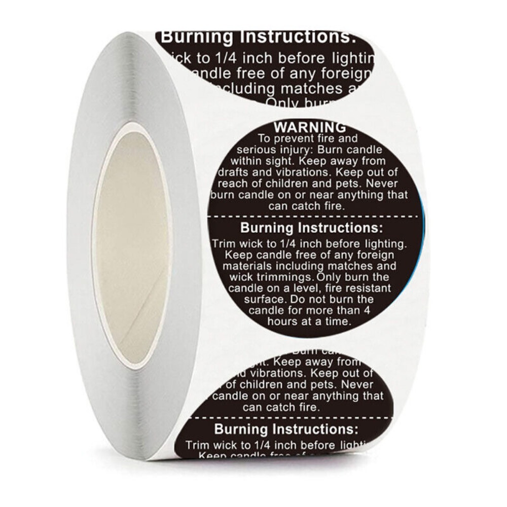 Candle Warning Label - Label Perekat Sendiri untuk Wadah Lilin,