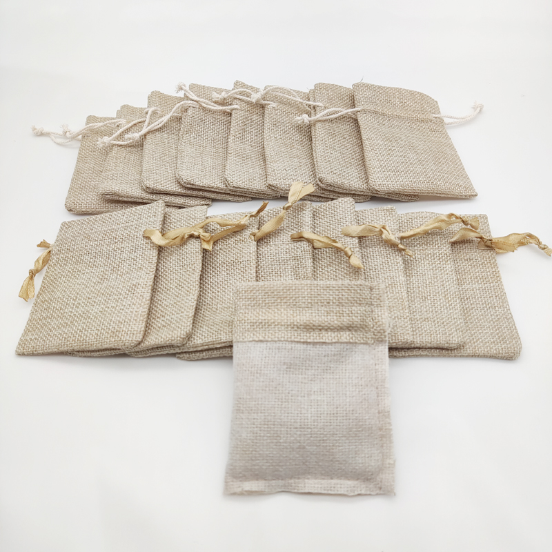Jute Bag Packaging - 50 Buah Tas Hadiah Rami Linen