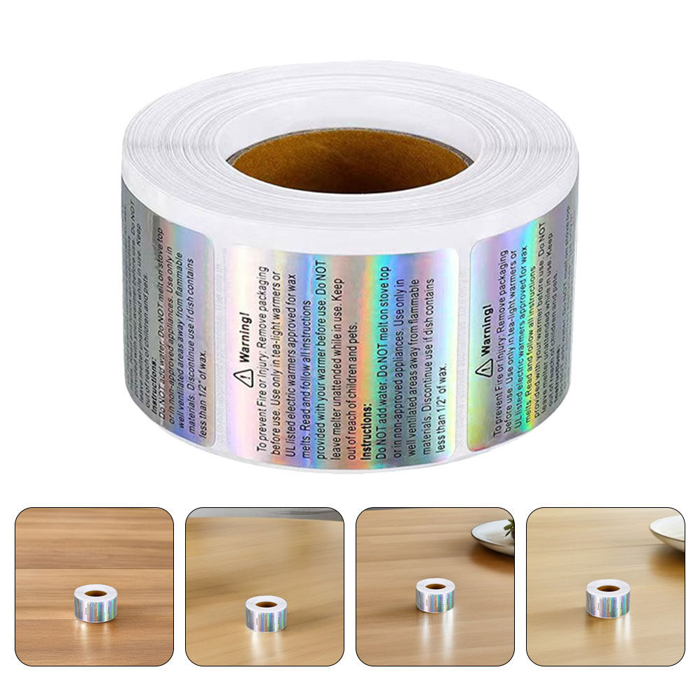 Candle Warning Label - 2 gulungan Label Peringatan Holografik Tahan