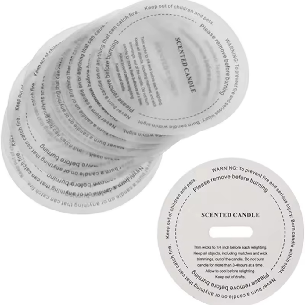 10/50 Pcs Label Lilin Bulat DI - Candle Warning Label ulasan dan harga