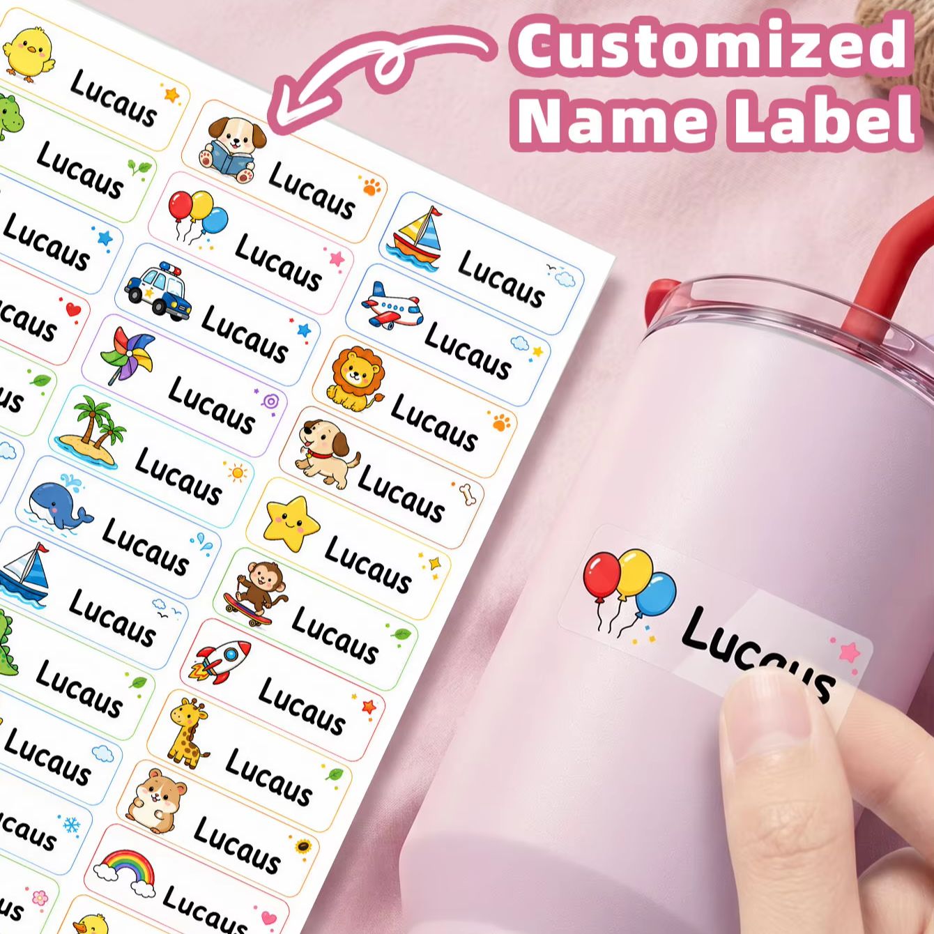 1-500PCS Stiker Nama Kartun Ku - Candle Warning Label ulasan dan harga